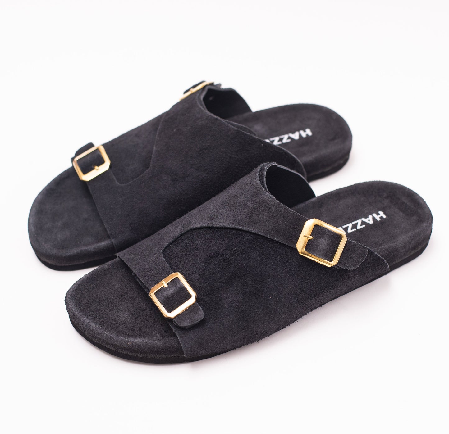 Suede Sandal - Double Belt Black