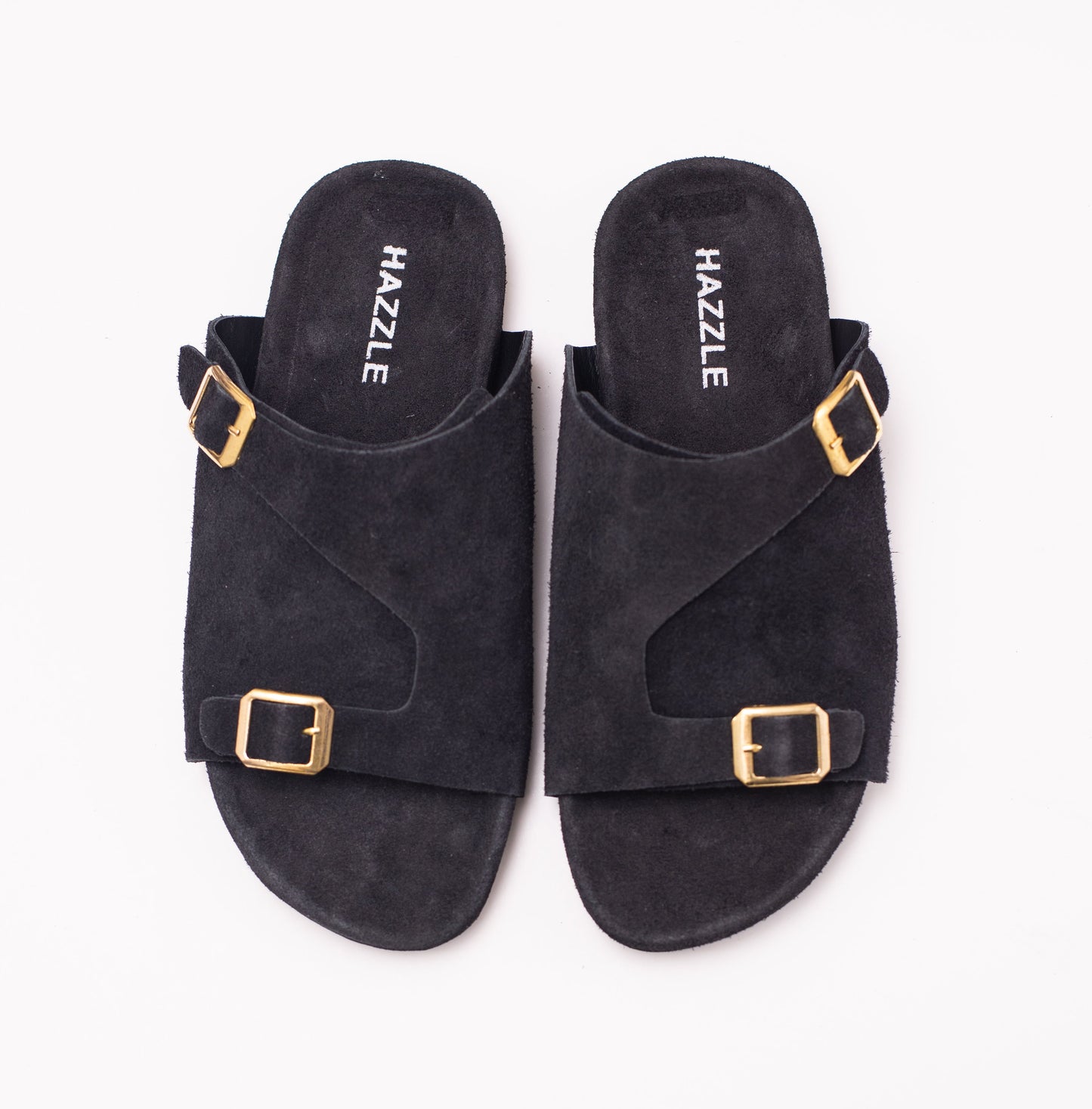 Suede Sandal - Double Belt Black