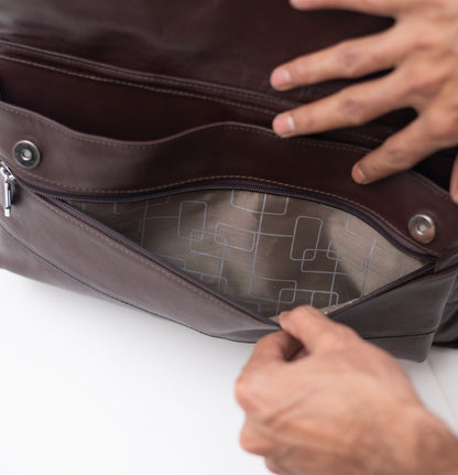 Cow Leather Men's Business Bag - Chocolate