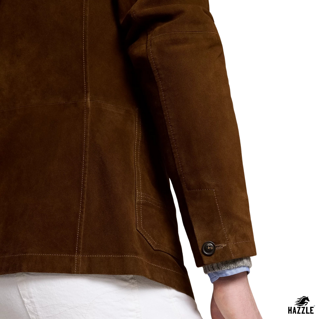 Safari Suede Leather Blazer Brown