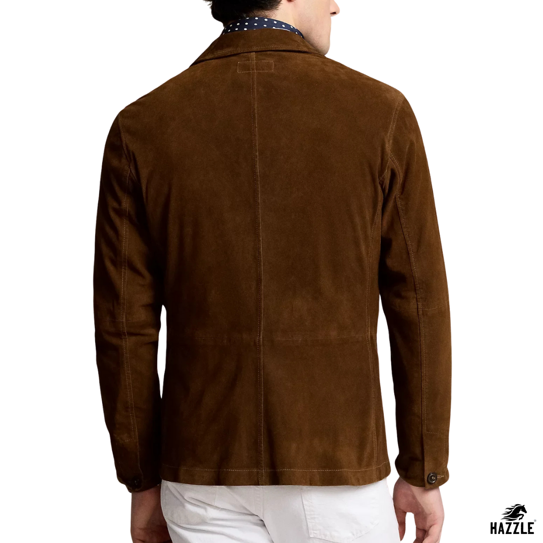 Safari Suede Leather Blazer Brown