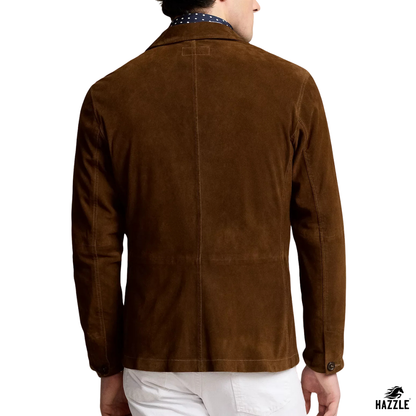 Safari Suede Leather Blazer Brown