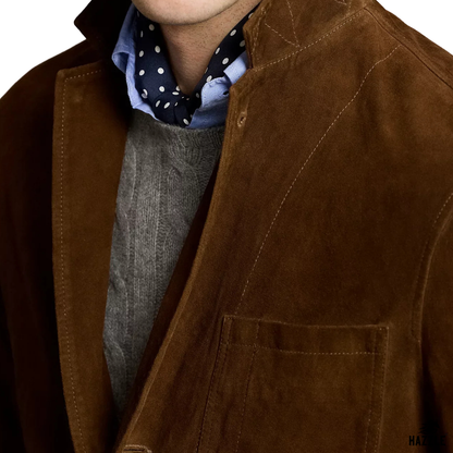 Safari Suede Leather Blazer Brown