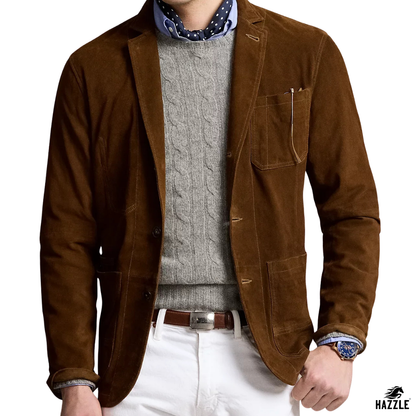 Safari Suede Leather Blazer Brown