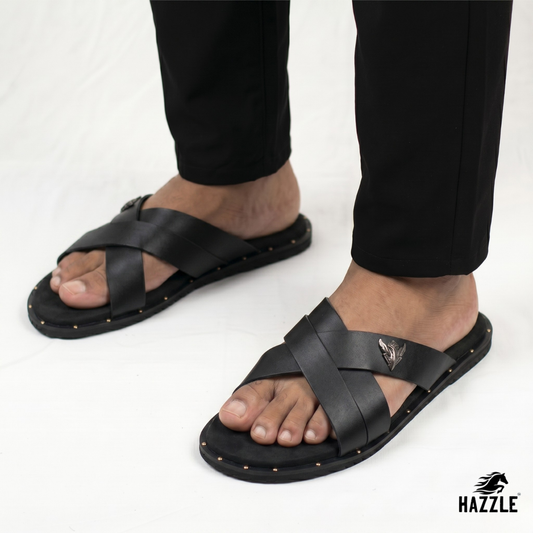 Hazzle Black | Leather Sandal