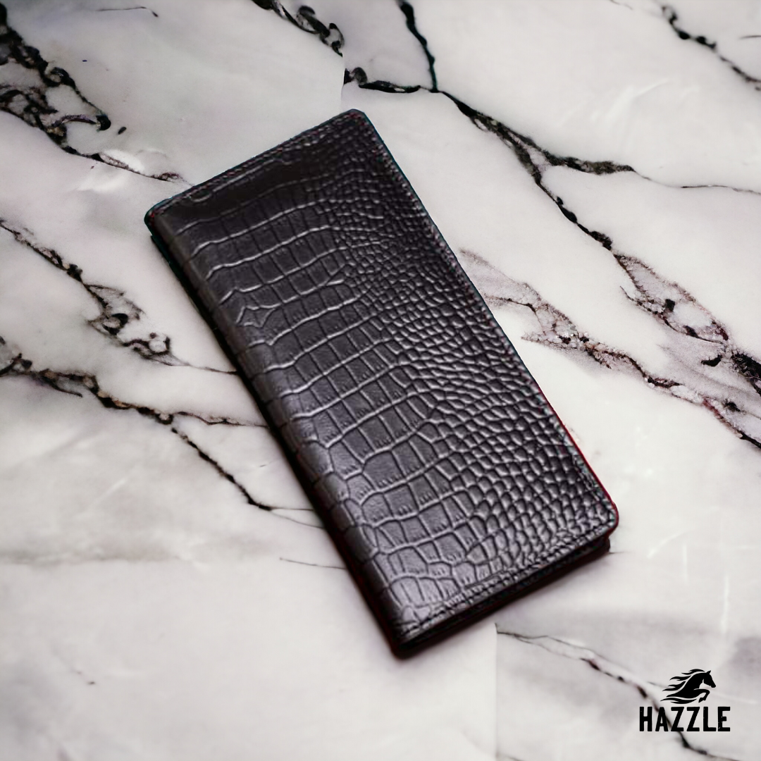 Crocodile Wallet Long - Black