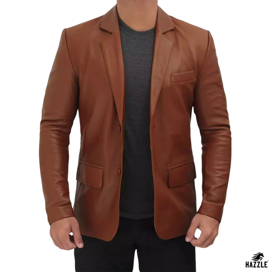 VINTAGE TIN LEATHER BLAZER