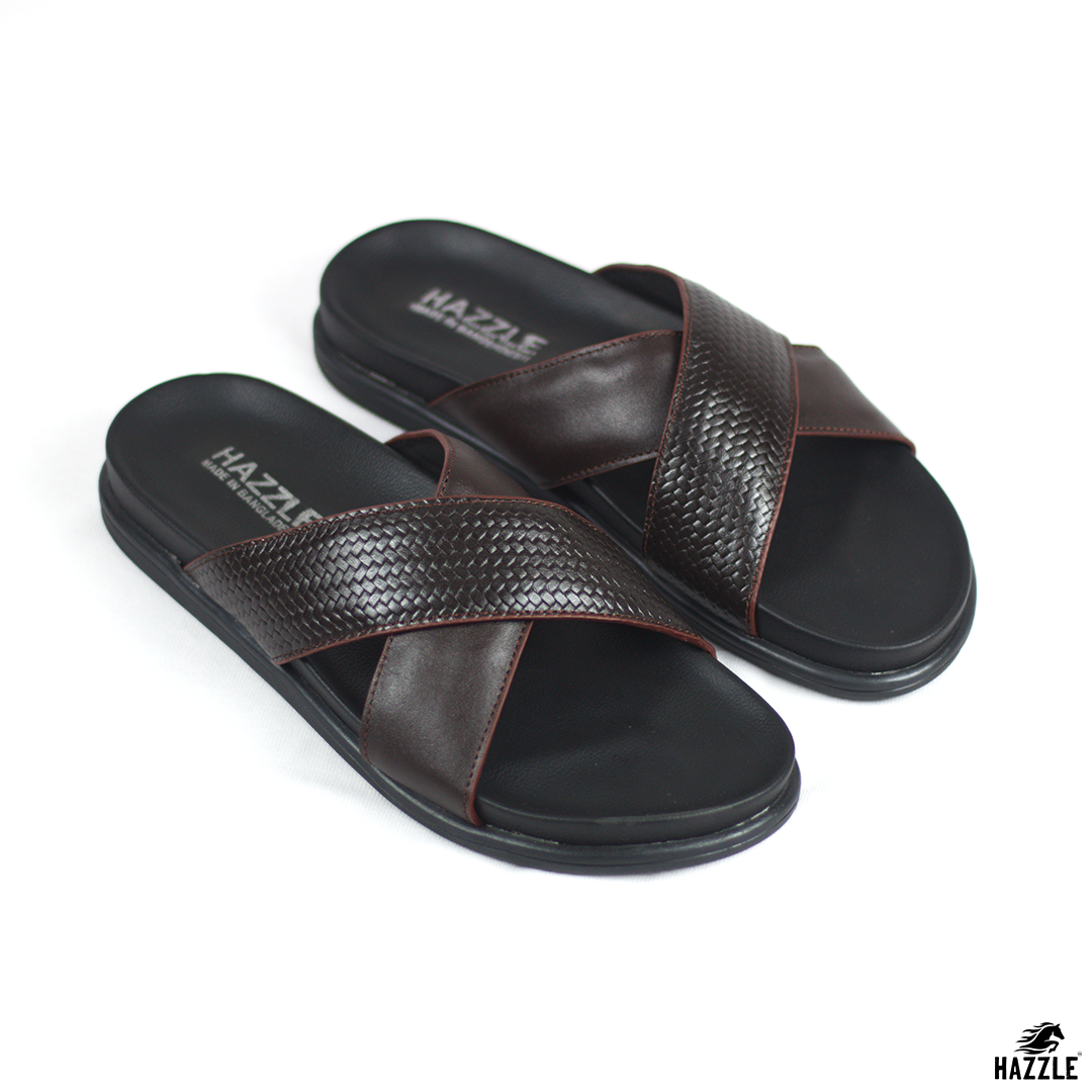 Hazzle Comfort Cross Chocolate Leather Sandal