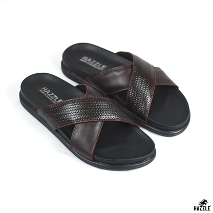 Hazzle Comfort Cross Chocolate Leather Sandal