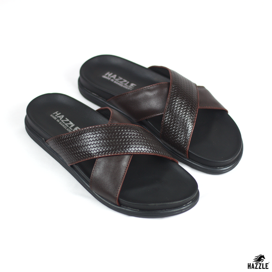 Hazzle Comfort Cross Chocolate Leather Sandal