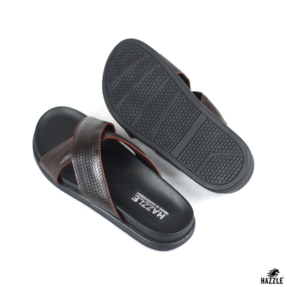 Hazzle Comfort Cross Chocolate Leather Sandal