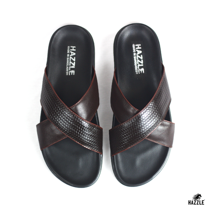 Hazzle Comfort Cross Chocolate Leather Sandal