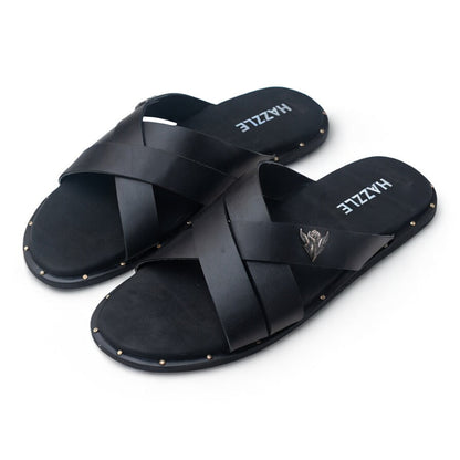 Hazzle Black | Leather Sandal