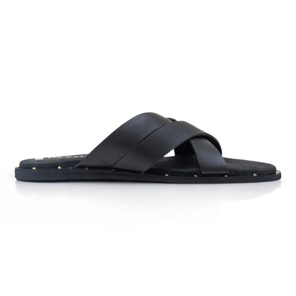 Hazzle Black | Leather Sandal