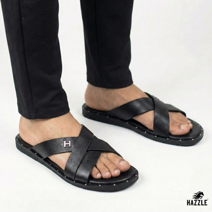 Hazzle Black | Leather Sandal
