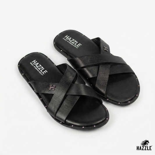 Hazzle Black | Leather Sandal