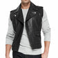 Men's Black Soft Leather Biker Leather Vest