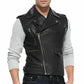 Men's Black Soft Leather Biker Leather Vest