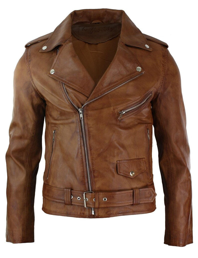 Brown Biker Leather Jacket