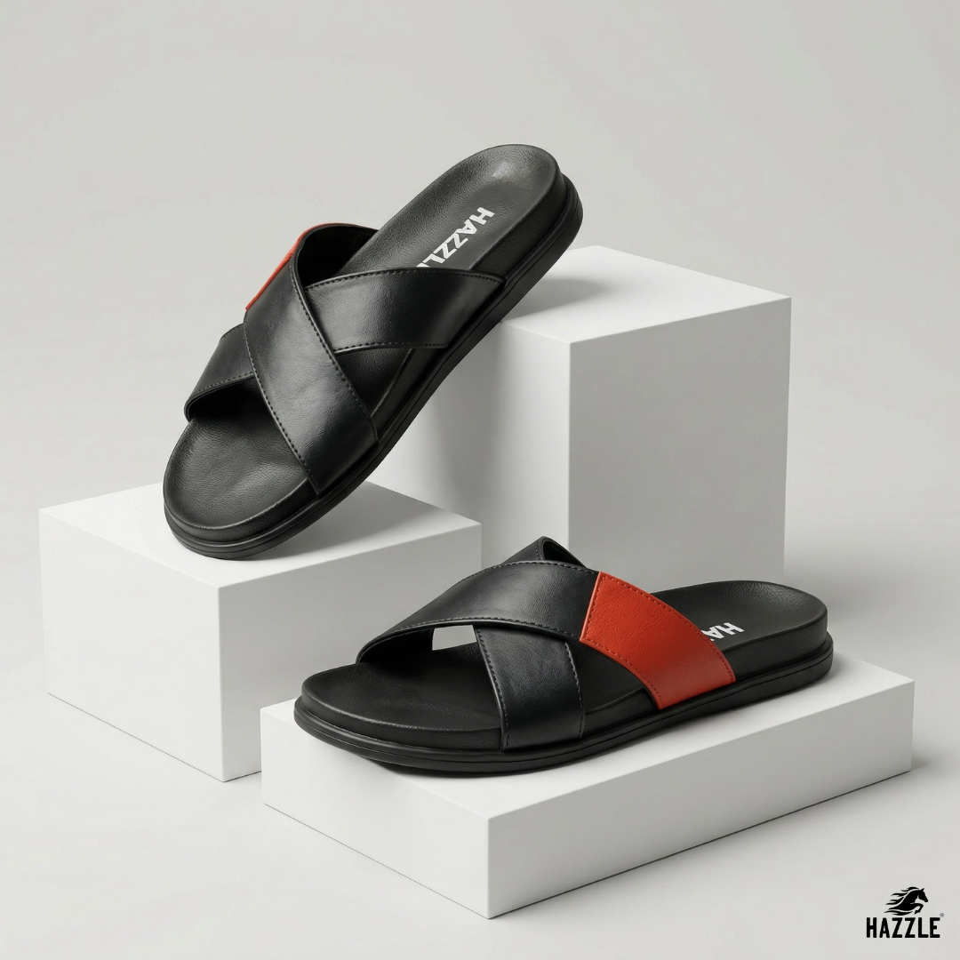 Posh White And Black | Imported Leather Sandal