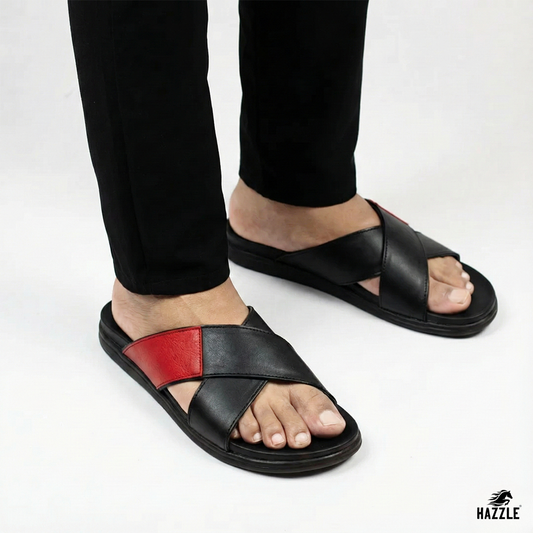 Posh White And Black | Imported Leather Sandal
