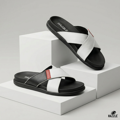 Posh White And Black | Imported Leather Sandal