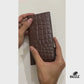 Croco Dice Wallet Long - Chocolate