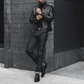 Black Racer Leather Jacket Men Biker Moto