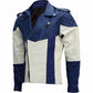 Genuine Lambskin Blue _ White Biker Leather Jacket