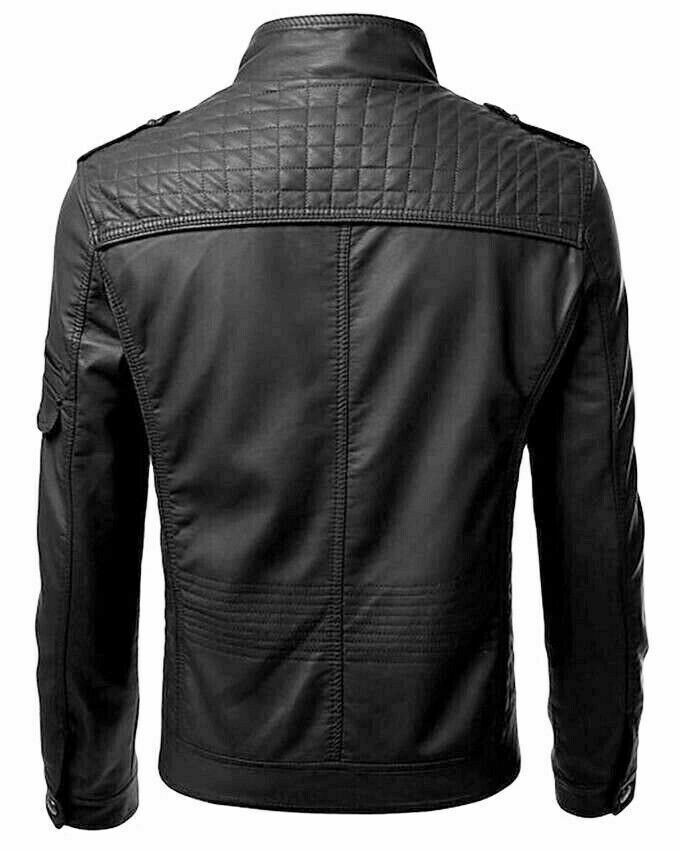 RACER BLACK GENUINE LEATHER SLIM FIT BIKER JACKET