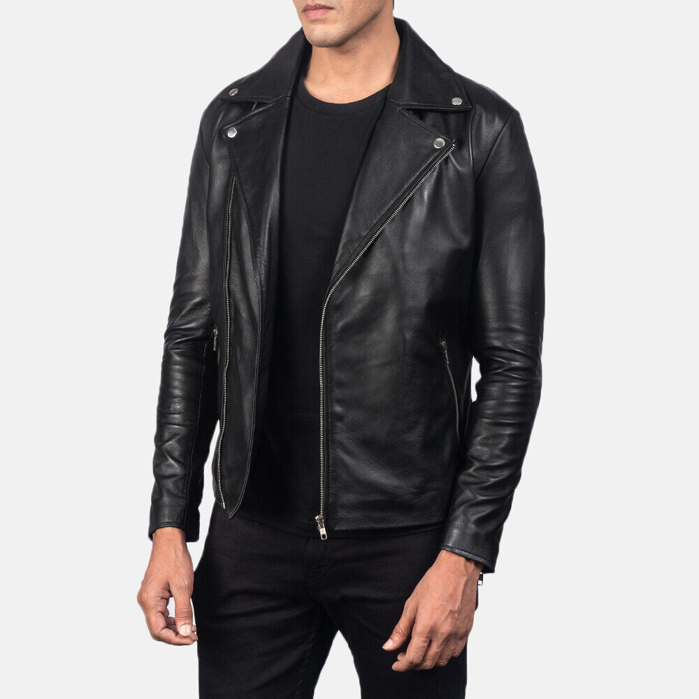 Side Lace Brando Style Marlon Biker Leather Jacket