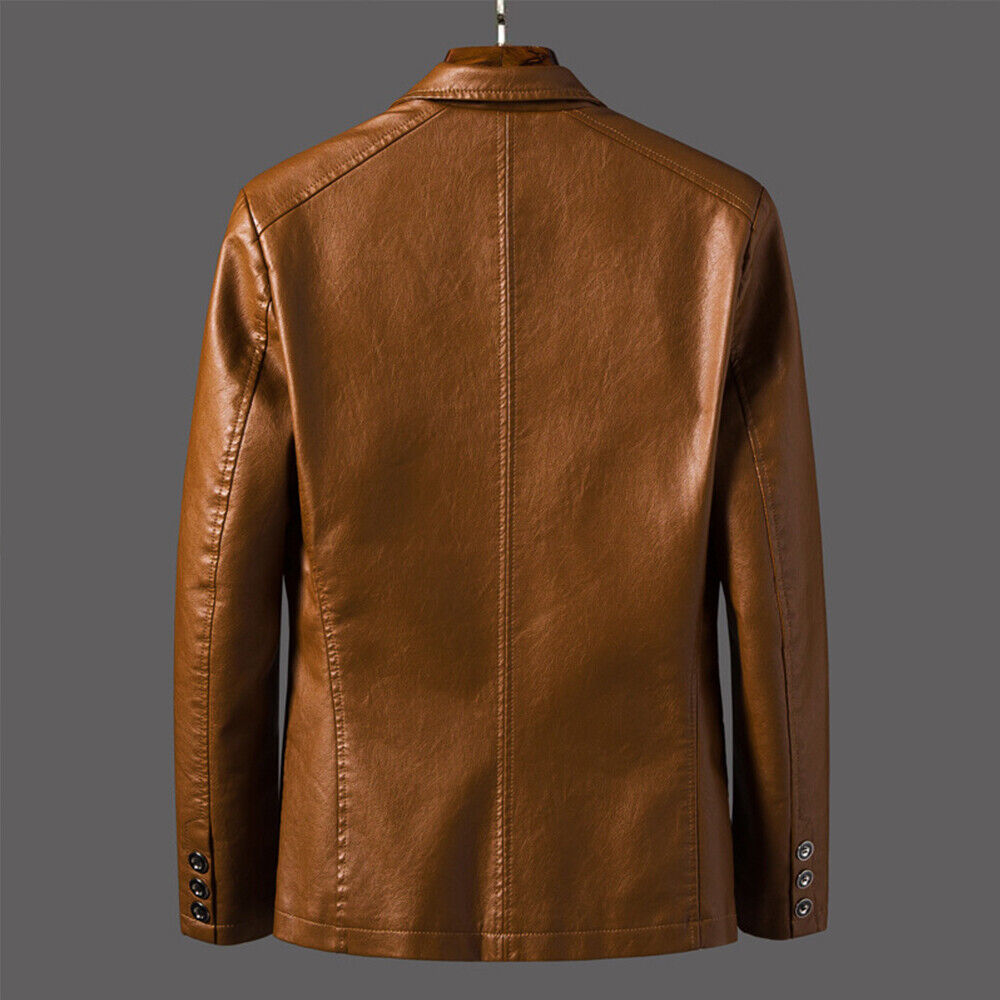 Leather Jacket Faux Suit Coat Formal Blazer