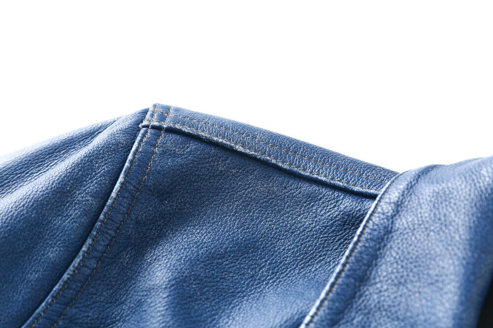 Vintage Blue Leather Jacket