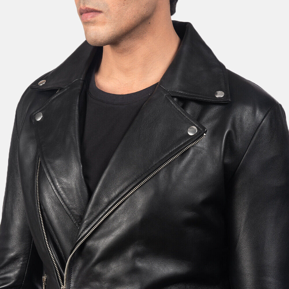 Side Lace Brando Style Marlon Biker Leather Jacket