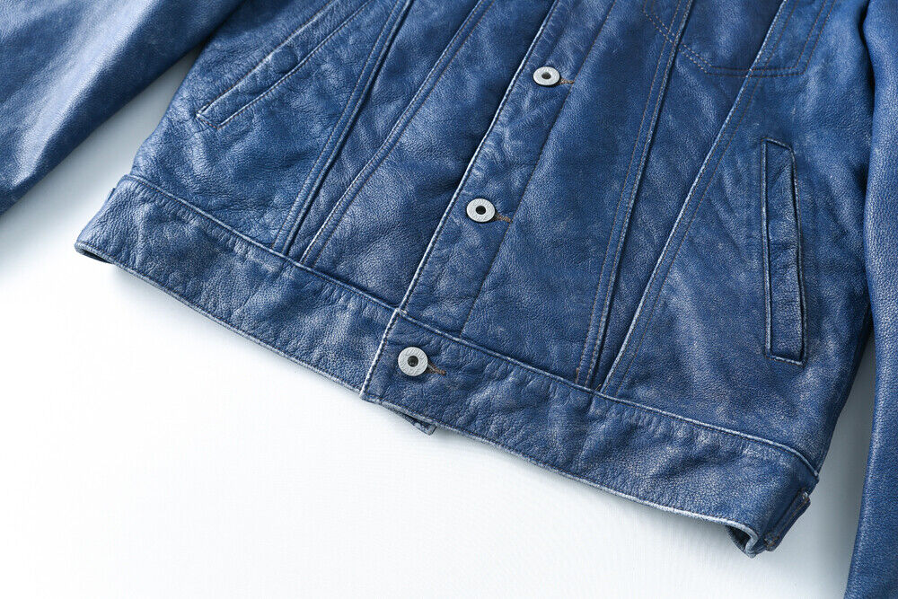 Vintage Blue Leather Jacket