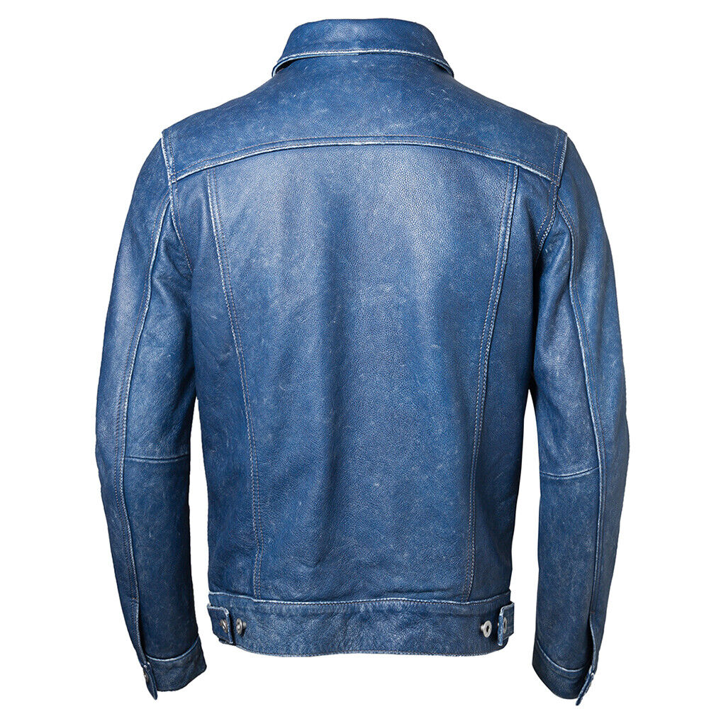 Vintage Blue Leather Jacket