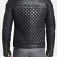 Casual Black Motorcycle Men's Jacket Genuine Biker