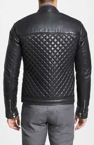 Casual Black Motorcycle Men's Jacket Genuine Biker