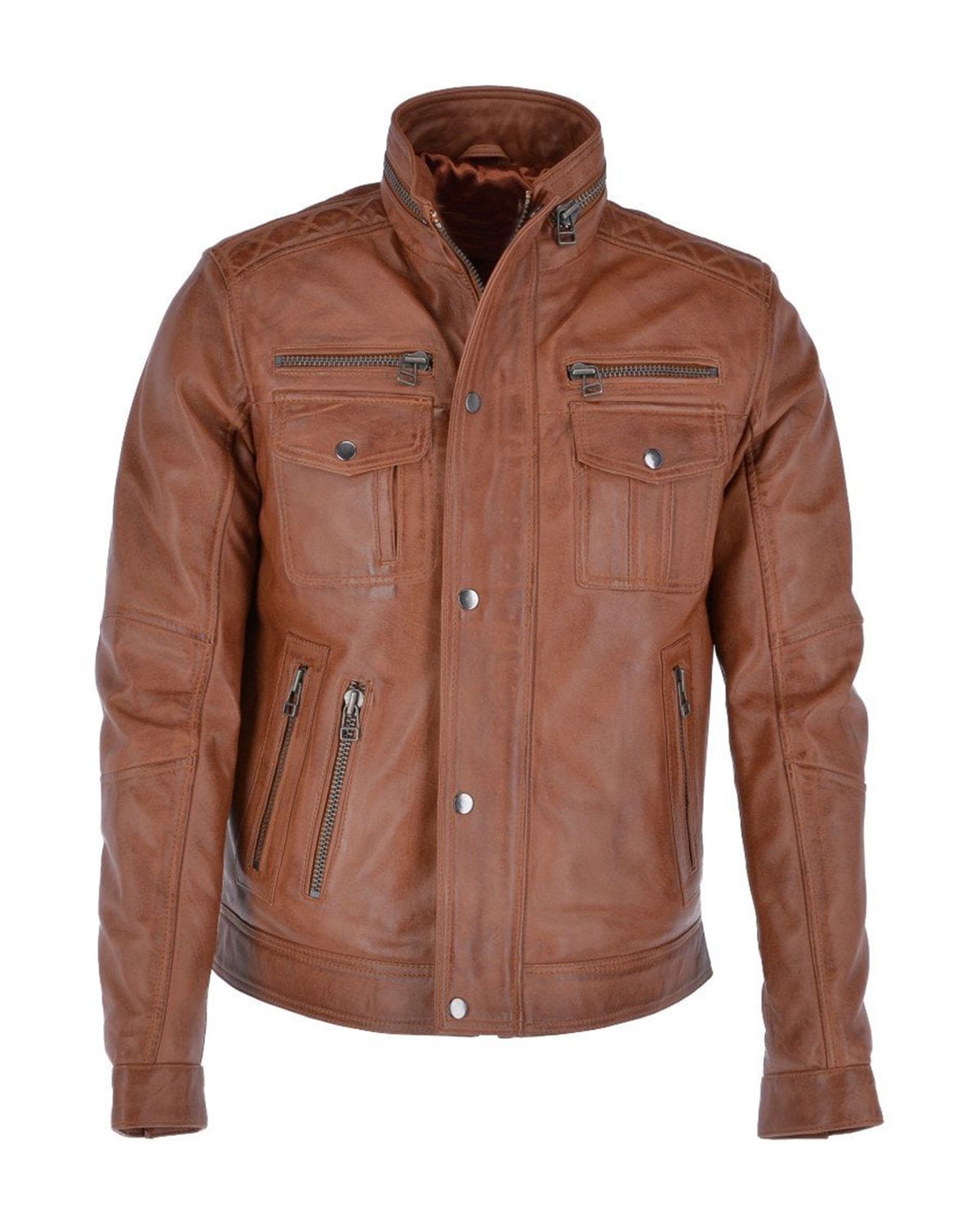 Men's Seven Pocket Biker Leather Jacket