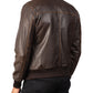 Men's Four Pockets Brown Bomber Leather Jacket