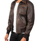 Men's Four Pockets Brown Bomber Leather Jacket