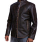 Men's Distressed Darkish Brown Biker Style Leather Jacket