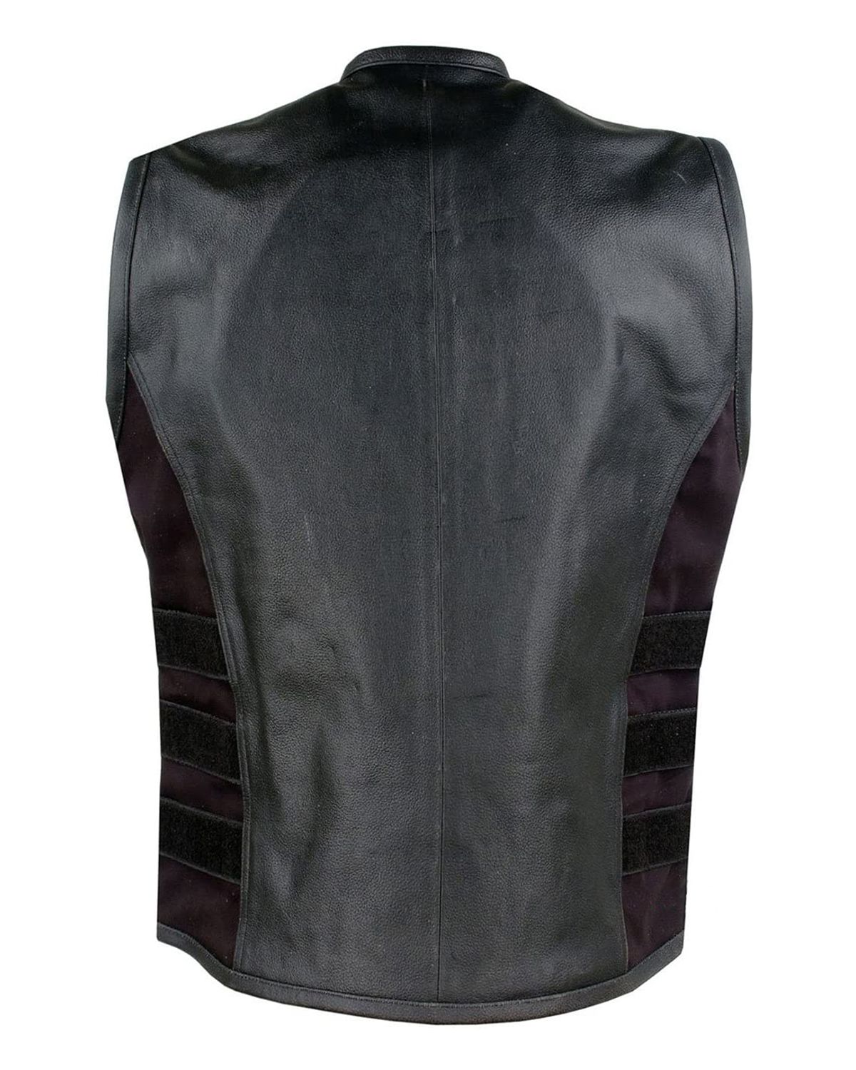 Men's Adjustable Velcro Straps Biker Leather Vest