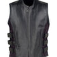 Men's Adjustable Velcro Straps Biker Leather Vest