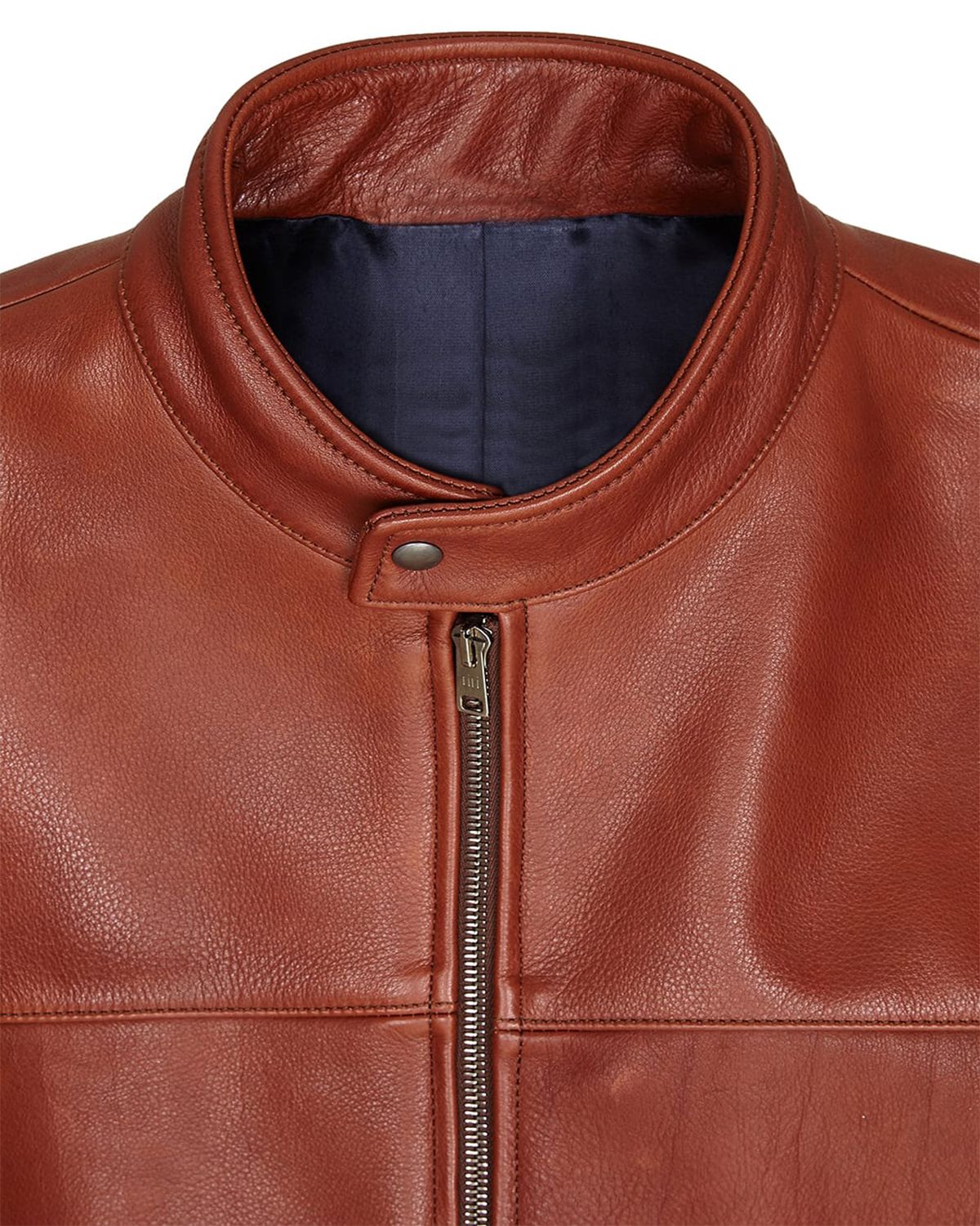 Men's Dark Brown Plain Biker Cafe Racer