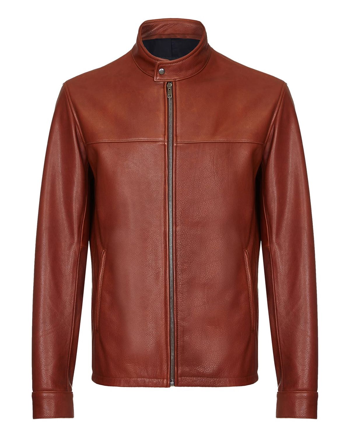 Men's Dark Brown Plain Biker Cafe Racer