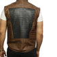 Men's Black and Brown Warmer Leather Vest