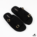 Suede Sandal - Double Belt Black