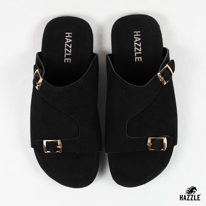 Suede Sandal - Double Belt Black