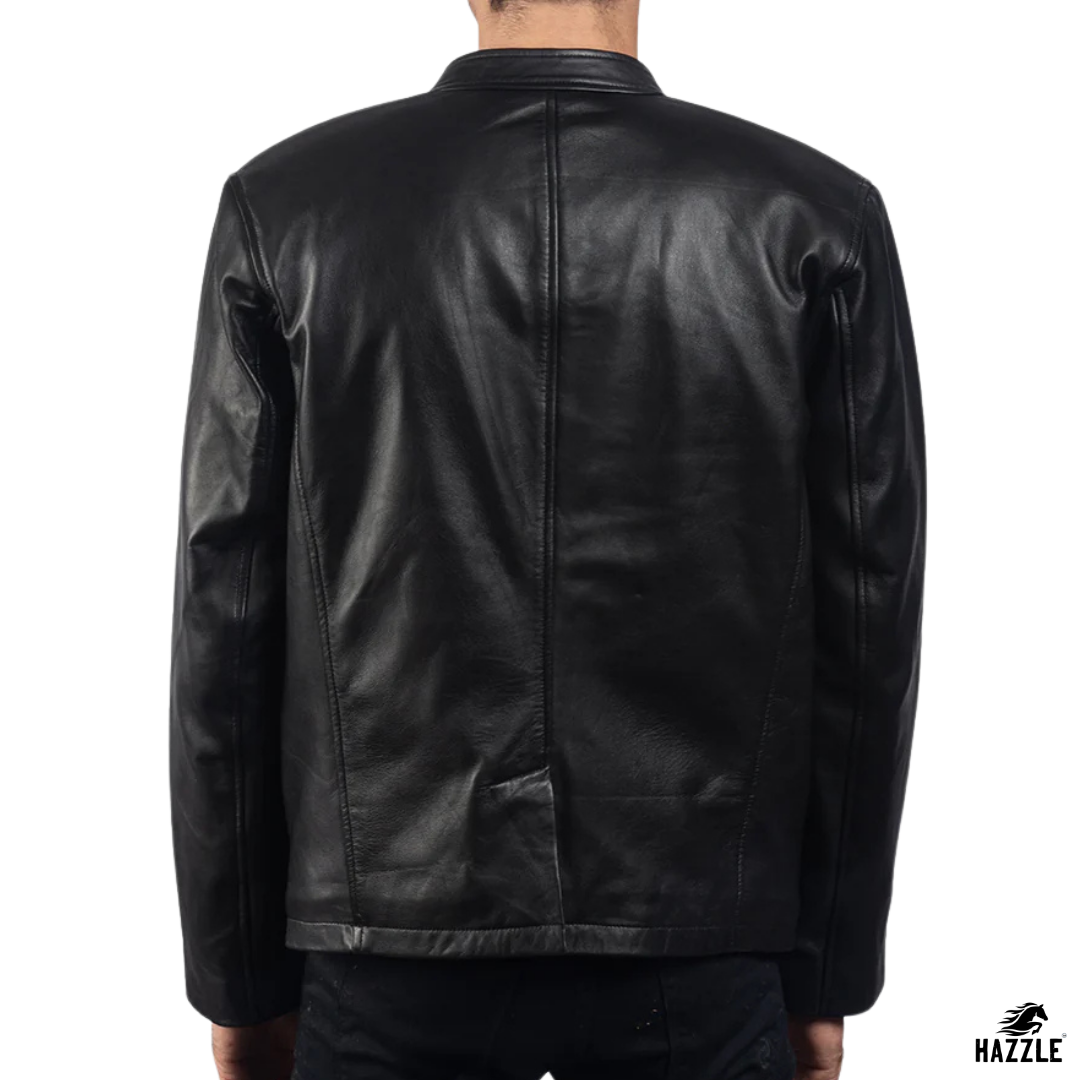 Two Pocket Black Leather Jacket
